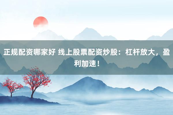 正规配资哪家好 线上股票配资炒股：杠杆放大，盈利加速！
