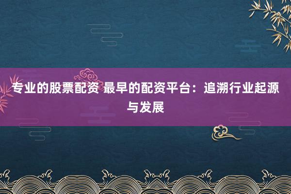 专业的股票配资 最早的配资平台:追溯行业起源与发展