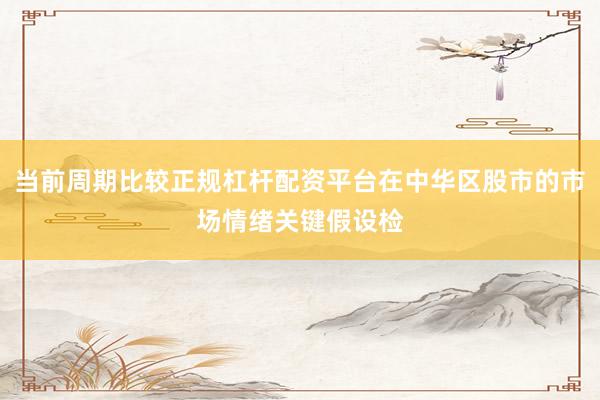当前周期比较正规杠杆配资平台在中华区股市的市场情绪关键假设检