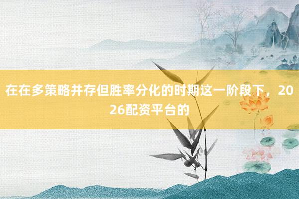 在在多策略并存但胜率分化的时期这一阶段下，2026配资平台的