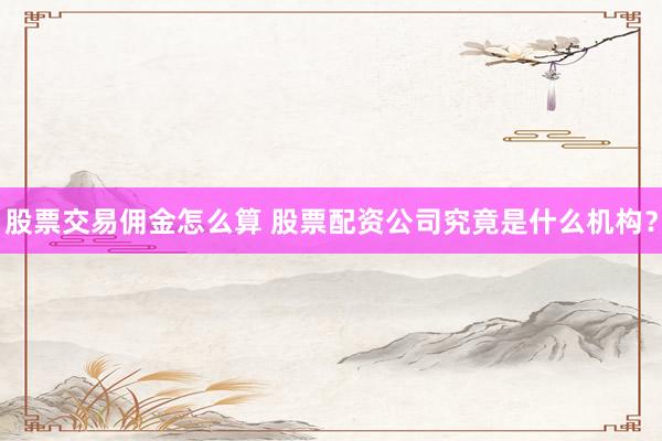 股票交易佣金怎么算 股票配资公司究竟是什么机构?
