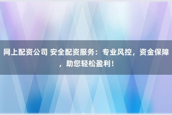网上配资公司 安全配资服务：专业风控，资金保障，助您轻松盈利！
