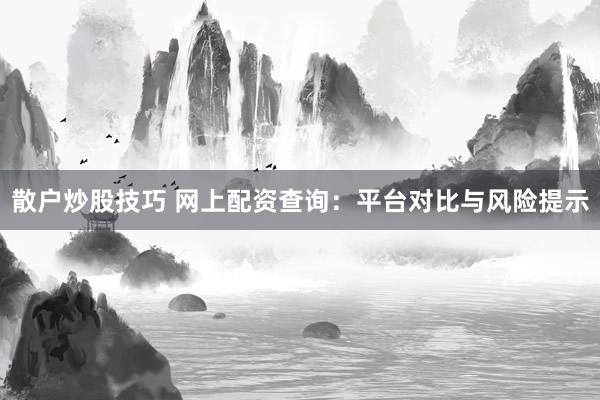 散户炒股技巧 网上配资查询：平台对比与风险提示