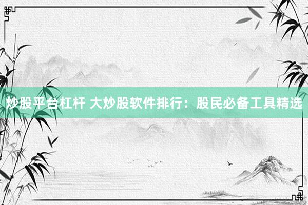 炒股平台杠杆 大炒股软件排行:股民必备工具精选