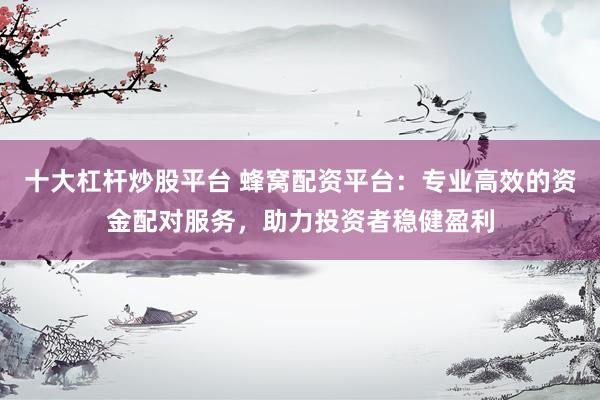 十大杠杆炒股平台 蜂窝配资平台：专业高效的资金配对服务，助力投资者稳健盈利