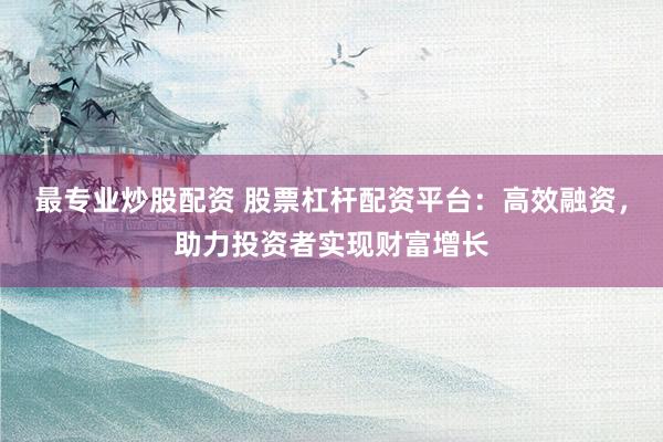 最专业炒股配资 股票杠杆配资平台：高效融资，助力投资者实现财富增长