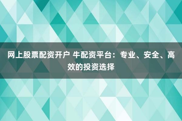 网上股票配资开户 牛配资平台：专业、安全、高效的投资选择